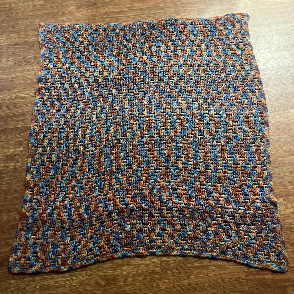 Vintage Handknitted Rainbow Blanket